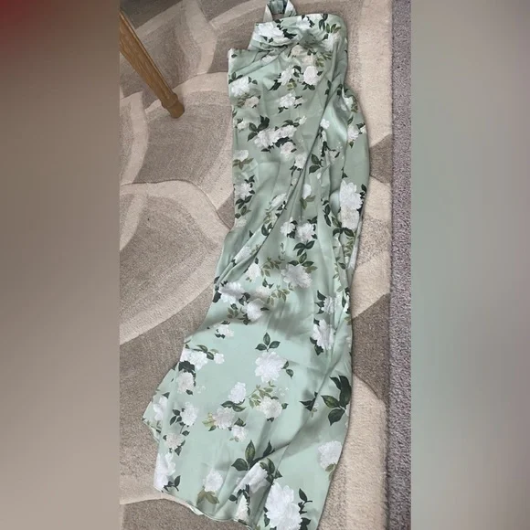 BHLDN Ruby Twist Halter Satin Gown - Picture 3 of 5